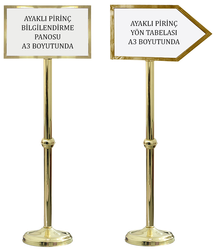 Pirinç Ayaklı Yönlendirme Panosu, Pirinç Bilgilendirme Panosu, Yönlendirme Oku