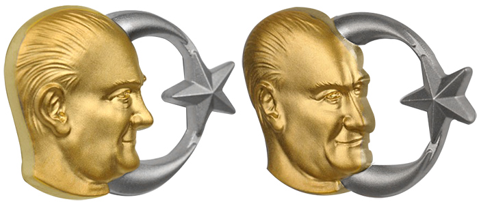 Çift Renkli Ay-Yıldızlı Atatürk Rozeti - AR7