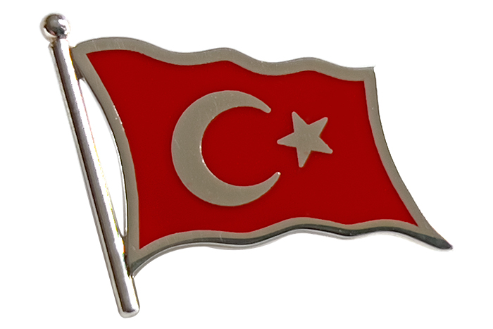 TBR15 Gümüş Dalgalanan Türk Bayrağı Rozeti