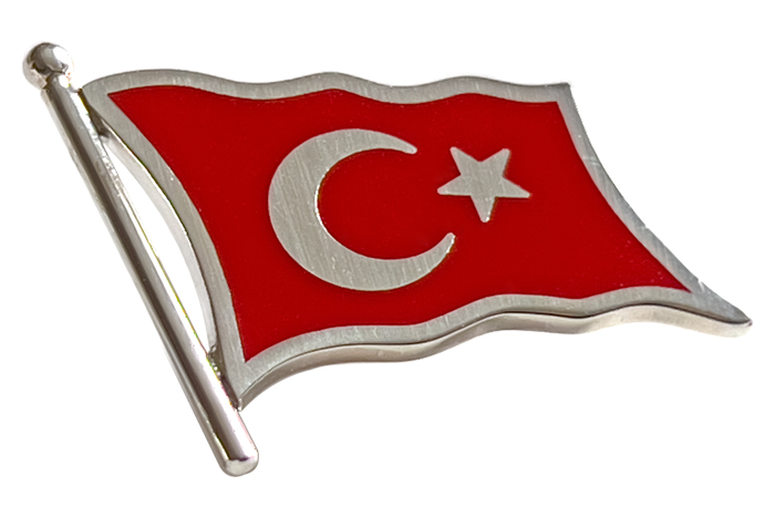 TBR15 Gümüş Dalgalanan Türk Bayrağı Rozeti