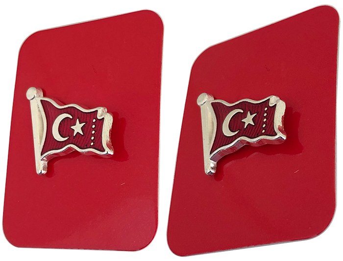 TBR17 Dalgalı Türk Bayrağı Rozeti - Kaliteli Bayrak Rozeti