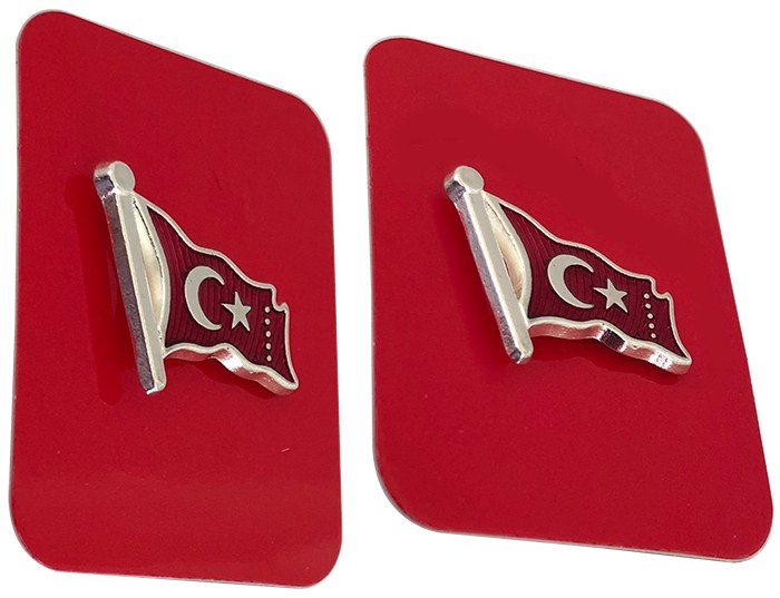 TBR17 Dalgalı Türk Bayrağı Rozeti - Kaliteli Bayrak Rozeti
