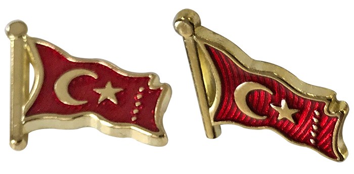 TBR17 Dalgalı Türk Bayrağı Rozeti - Kaliteli Bayrak Rozeti