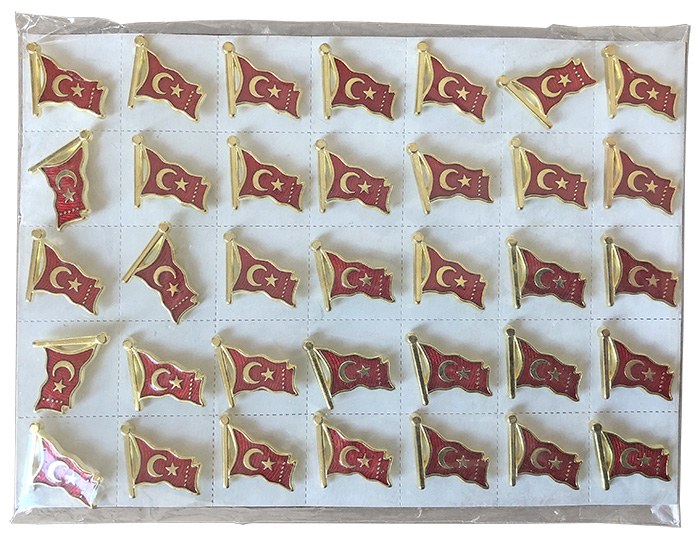 TBR17 Dalgalı Türk Bayrağı Rozeti - Kaliteli Bayrak Rozeti