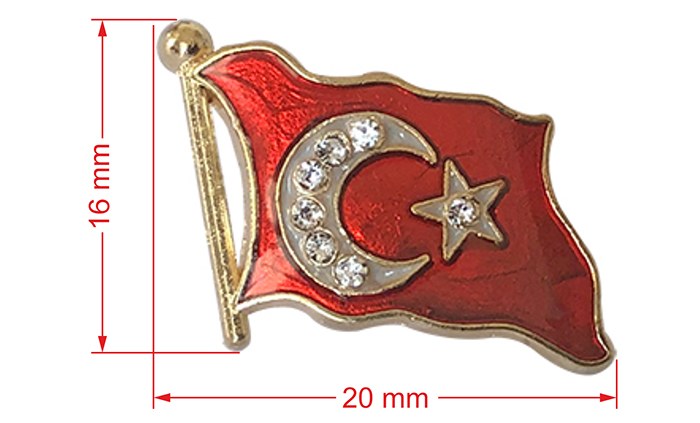 TBR19 Dalgalı Türk Bayrağı Rozeti - Cumhurbaşkanı Rozeti- Vip Rozet