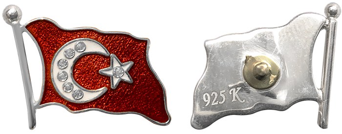 TBR19 Dalgalı Türk Bayrağı Rozeti - Cumhurbaşkanı Rozeti- Vip Rozet