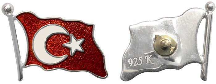 TBR19 Dalgalı Türk Bayrağı Rozeti - Cumhurbaşkanı Rozeti- Vip Rozet