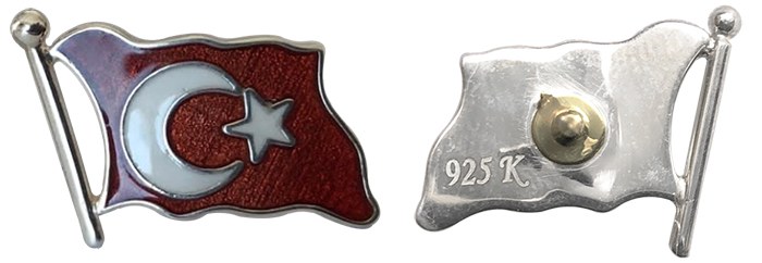 TBR19 Dalgalı Türk Bayrağı Rozeti - Cumhurbaşkanı Rozeti- Vip Rozet