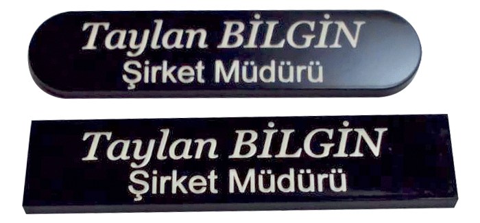 Pleksiglass Lazer Kazıma Yaka İsimliği Model ve Çeşitleri