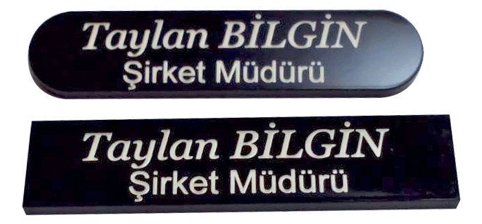 Pleksiglass Lazer Kazıma Yaka İsimliği Model ve Çeşitleri