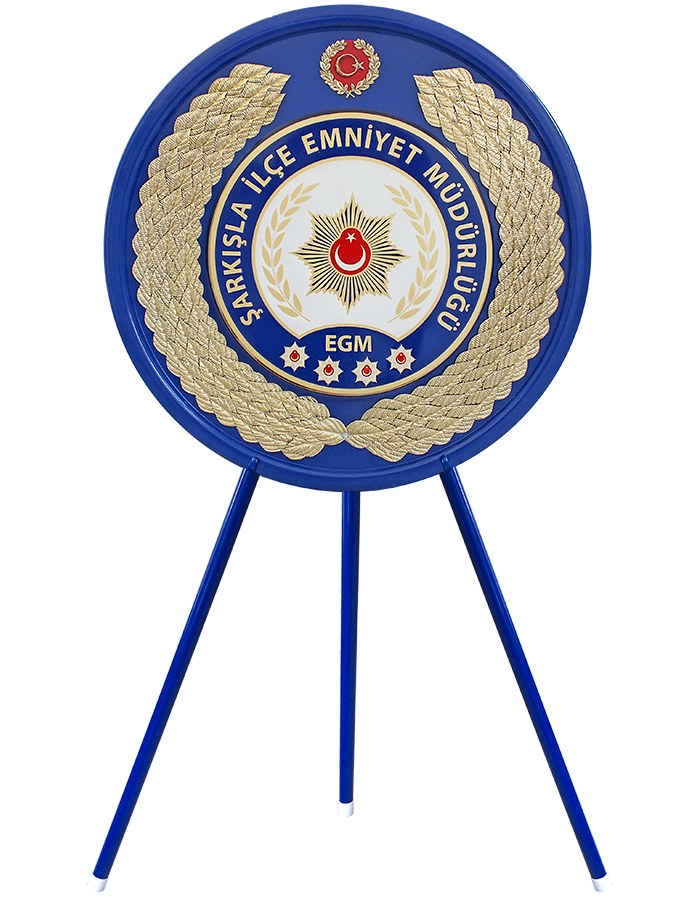 İlçe Emniyet Müdürlüğü Metal Tören Çelengi - Polis Çelengi