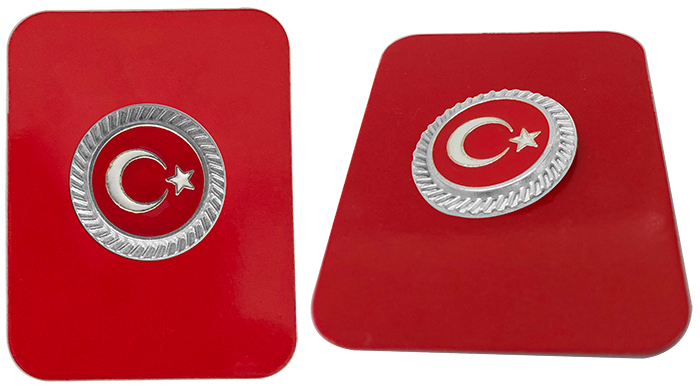 TBR24 Döküm Yuvarlak Türk Bayrağı Yaka Rozeti
