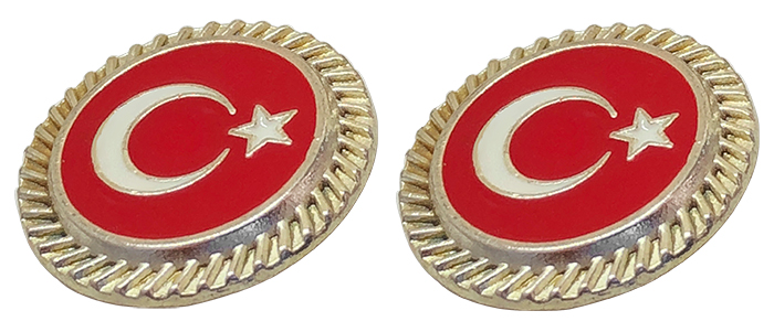 TBR24 Döküm Yuvarlak Türk Bayrağı Yaka Rozeti