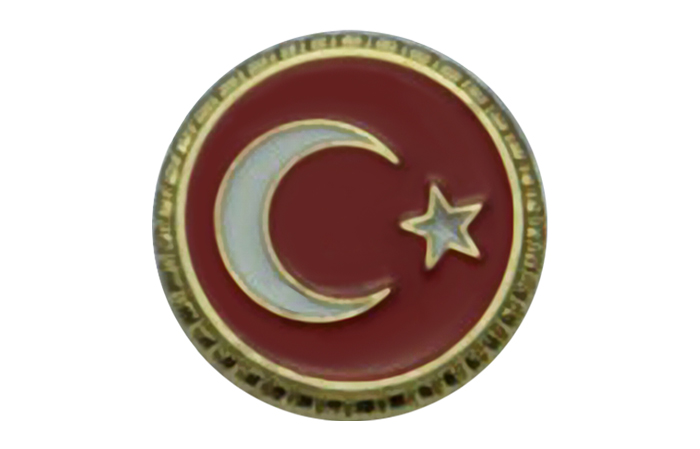 TBR24 Döküm Yuvarlak Türk Bayrağı Yaka Rozeti