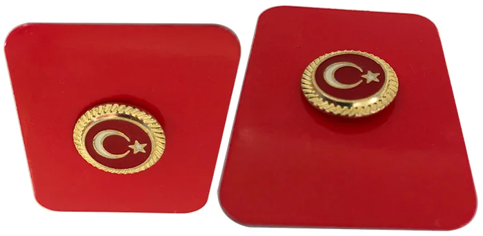 TBR24 Döküm Yuvarlak Türk Bayrağı Yaka Rozeti
