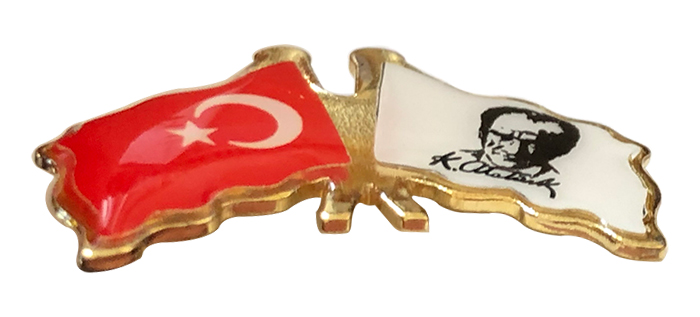 TBR27 Bayraklı Atatürk Yaka Rozeti - Ekonomik Ucuz 2'Li Rozet