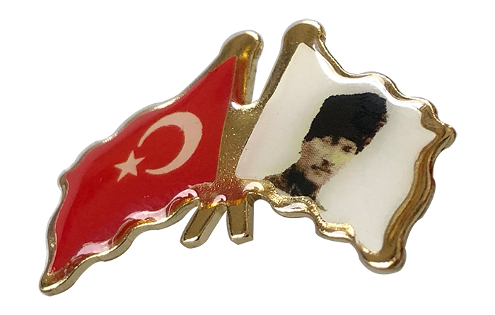 TBR28 Bayraklı Atatürk Yaka Rozeti - Ekonomik Ucuz 2'Li Rozet