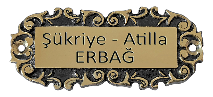 PDK16 Vintage Pirinç Döküm Ev Dış Kapı İsimliği - Antik