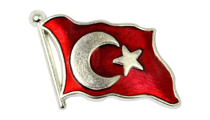 TBR32 Dalgalanan Türk Bayrağı Rozeti - VİP Gümüş
