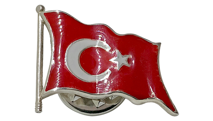 TBR41 925 Ayar Gümüş Türk Bayrağı Rozeti 3D