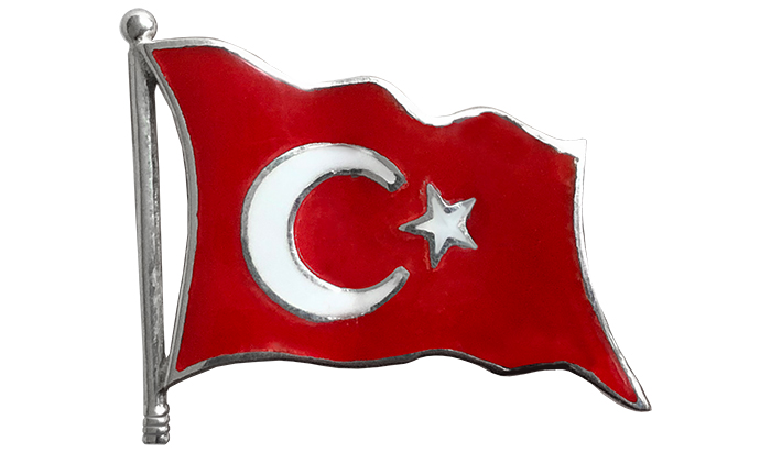 TBR41 925 Ayar Gümüş Türk Bayrağı Rozeti 3D