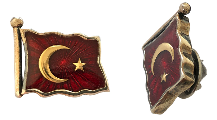 TBR44 925 Ayar Türk Bayrağı Rozeti