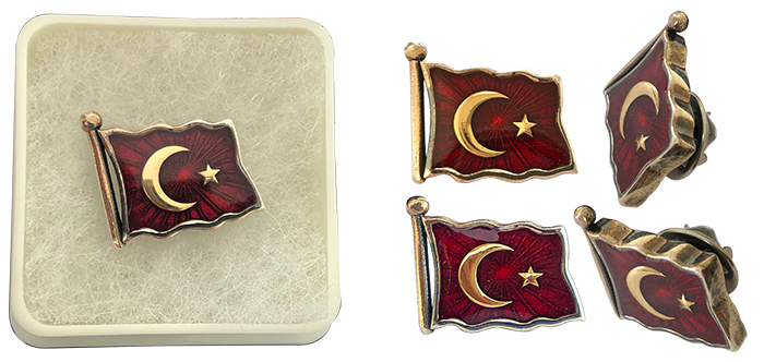 TBR44 925 Ayar Türk Bayrağı Rozeti