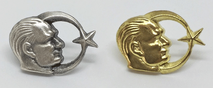 AR19 Ay Yıldızlı Döküm Atatürk Yaka Rozeti
