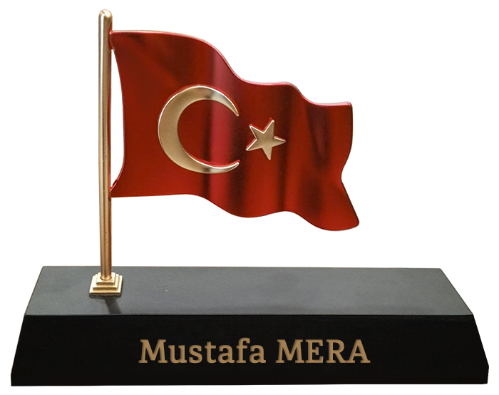 MVIP03 Vip Dalgalanan Türk Bayraklı Masa İsimliği