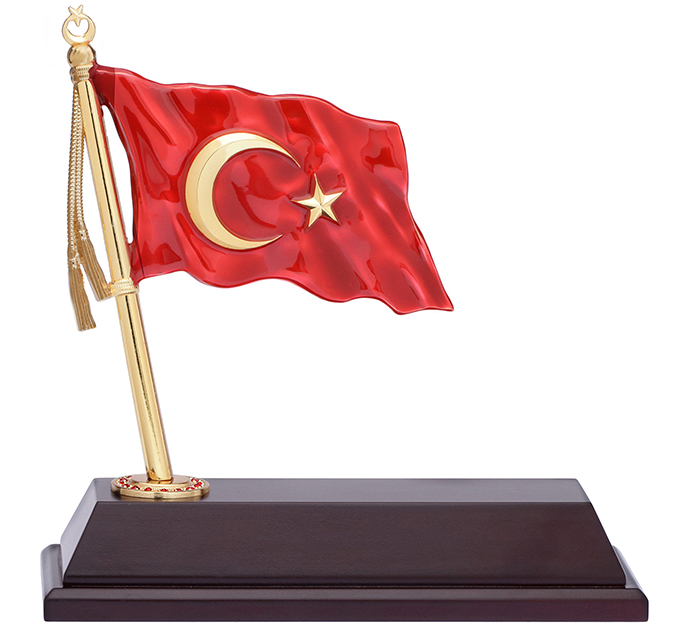MVIP01 Vip Dalgalanan Türk Bayraklı Masa İsimliği