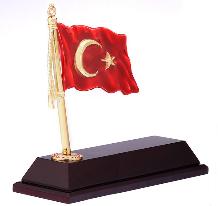 MVIP01 Vip Dalgalanan Türk Bayraklı Masa İsimliği