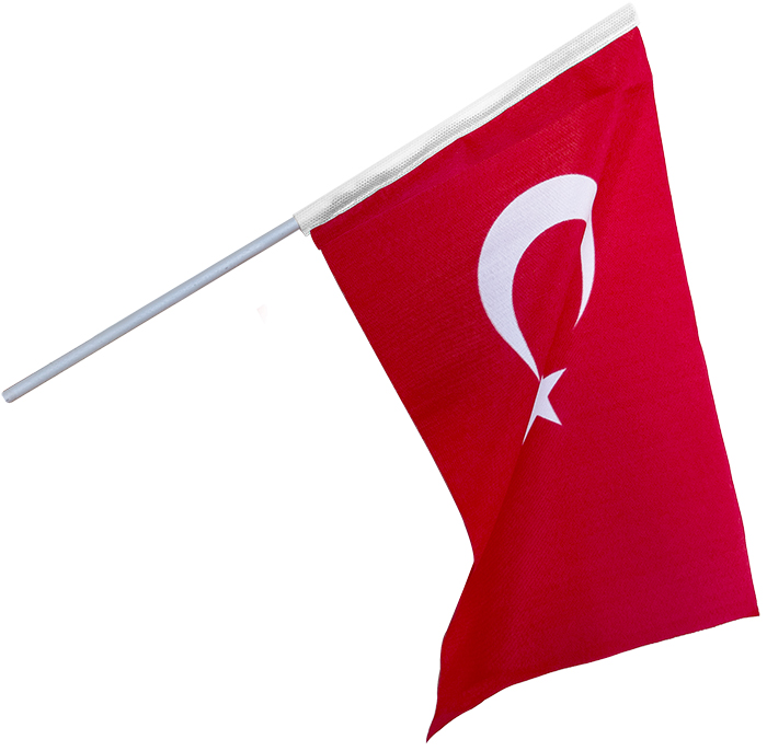 20x30 cm Elde Sallama Saplı-Sopalı Kumaş Türk Bayrağı ESTB20X30