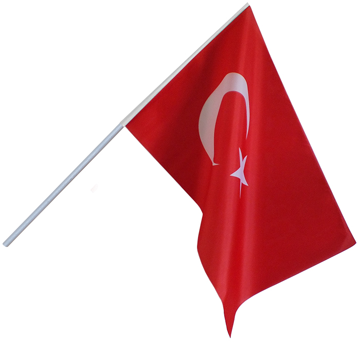 30x45 cm Elde Sallama Saplı-Sopalı Kumaş Türk Bayrağı ESTB30X45