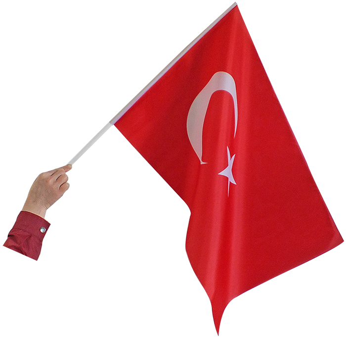 50x75 cm Elde Sallama Saplı-Sopalı Kumaş Türk Bayrağı ESTB50x75