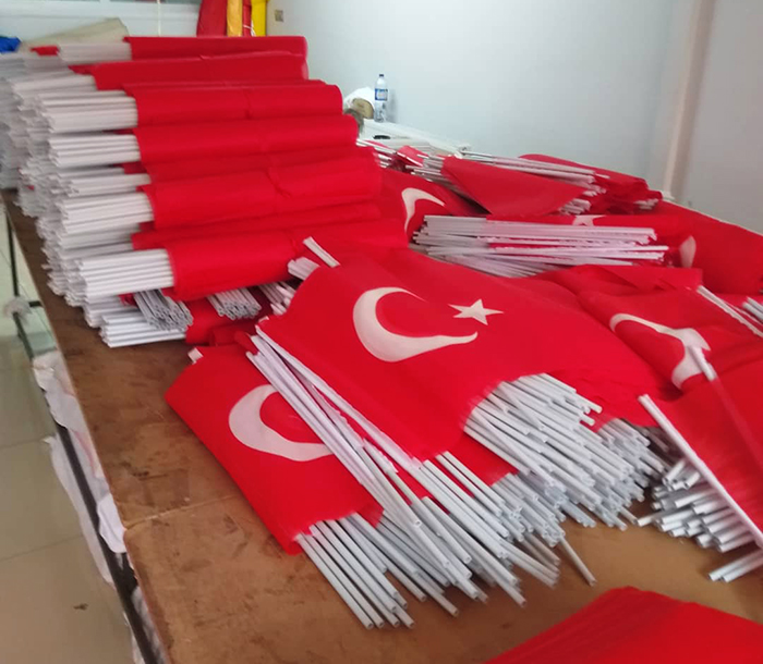 50x75 cm Elde Sallama Saplı-Sopalı Kumaş Türk Bayrağı ESTB50x75