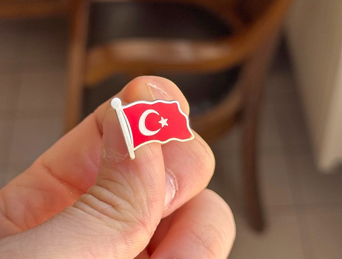 TBR50 Gümüş Özel İmalat Türk Bayrağı Yaka Rozeti