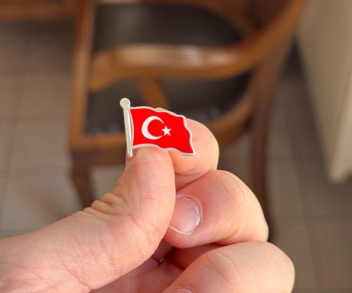TBR50 Gümüş Özel İmalat Türk Bayrağı Yaka Rozeti