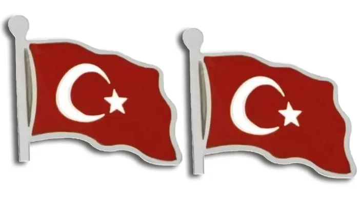 TBR50 Gümüş Özel İmalat Türk Bayrağı Yaka Rozeti