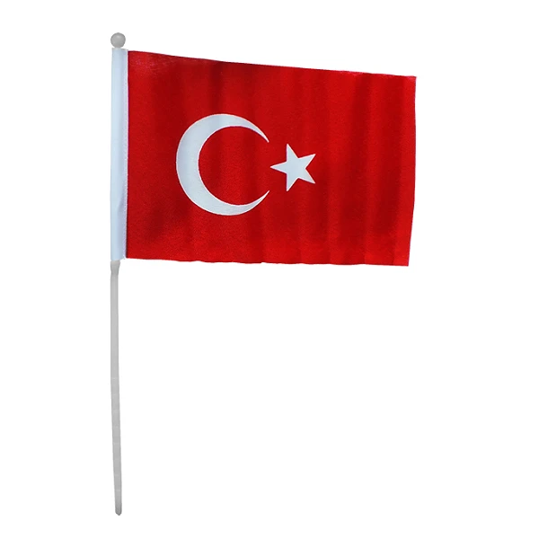 Elde Sallama Kumaş Türk Bayrağı - PVC Saplı Bayrak