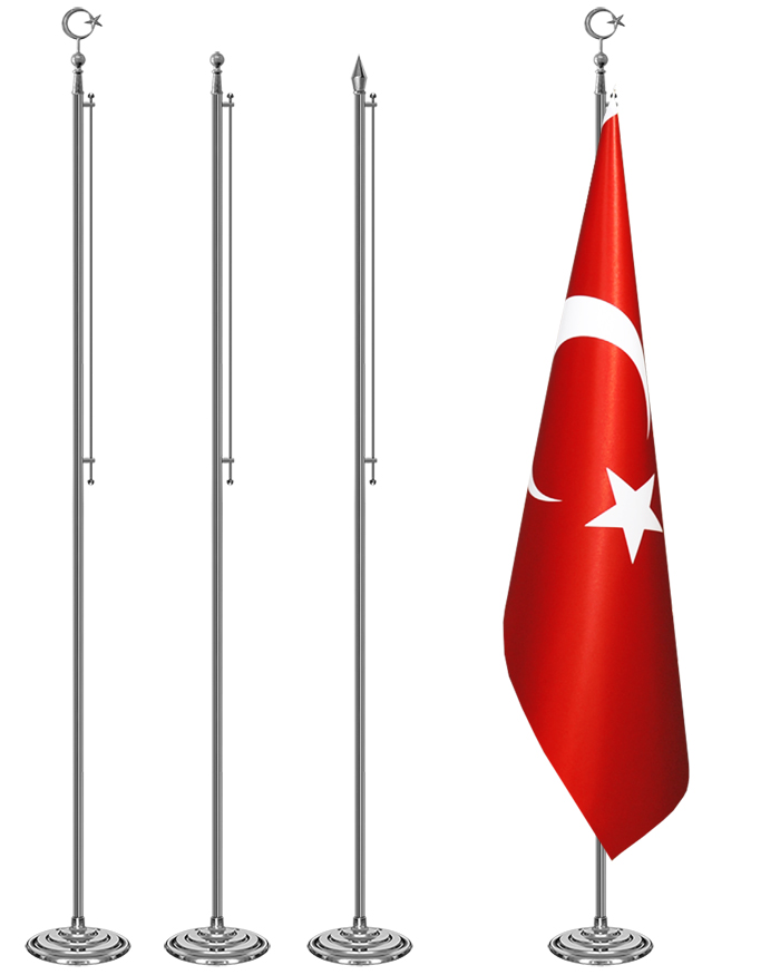 Krom-Nikel Makam Bayrak Direği - Salon Direği - KROM-NİKEL MAKAM DİREĞİ