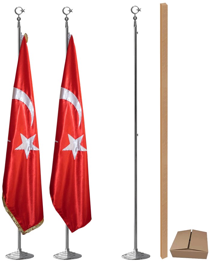 Krom-Nikel Makam Bayrak Direği - Salon Direği - KROM-NİKEL MAKAM DİREĞİ