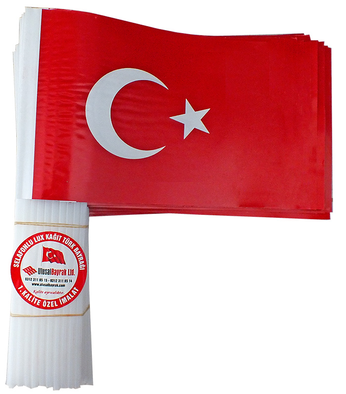 KAĞIT BAYRAK - Plastik Sopalı Kağıt Türk Bayrağı Ölçüleri