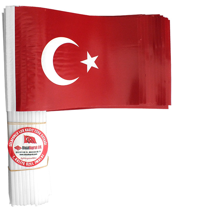 KAĞIT BAYRAK - Plastik Sopalı Kağıt Türk Bayrağı Ölçüleri