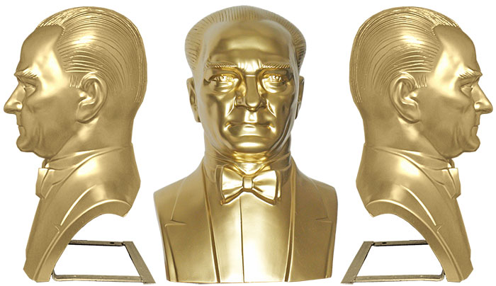 70 cm Fiberglass Yarım Atatürk Büstü - 70FGOM1