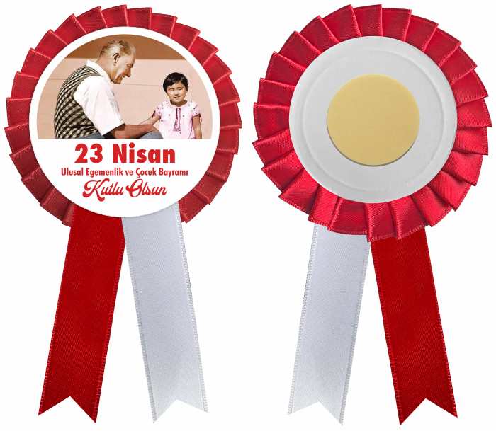 23 Nisan Saten Yaka Kokartı - Çocuk Bayramı Saten Yaka Kokartı
