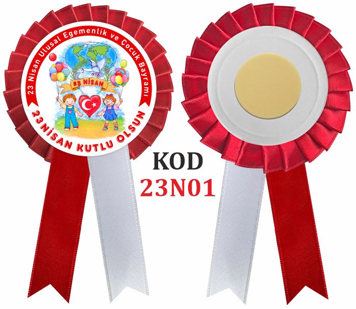 23 Nisan Saten Yaka Kokartı - Çocuk Bayramı Saten Yaka Kokartı