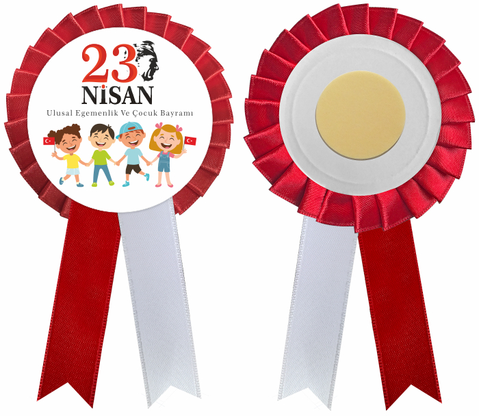 23 Nisan Saten Yaka Kokartı - Çocuk Bayramı Saten Yaka Kokartı