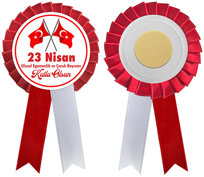 23 Nisan Saten Yaka Kokartı - Çocuk Bayramı Saten Yaka Kokartı