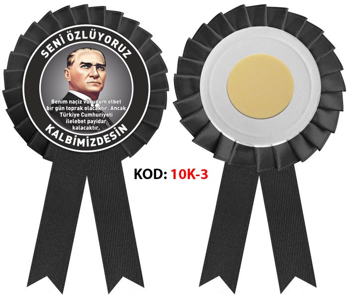 10 Kasım Atatürk'ü Anma Günü Saten Yaka Kokartı - Atatürk Haftası