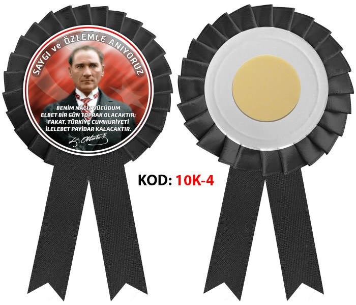 10 Kasım Atatürk'ü Anma Günü Saten Yaka Kokartı - Atatürk Haftası